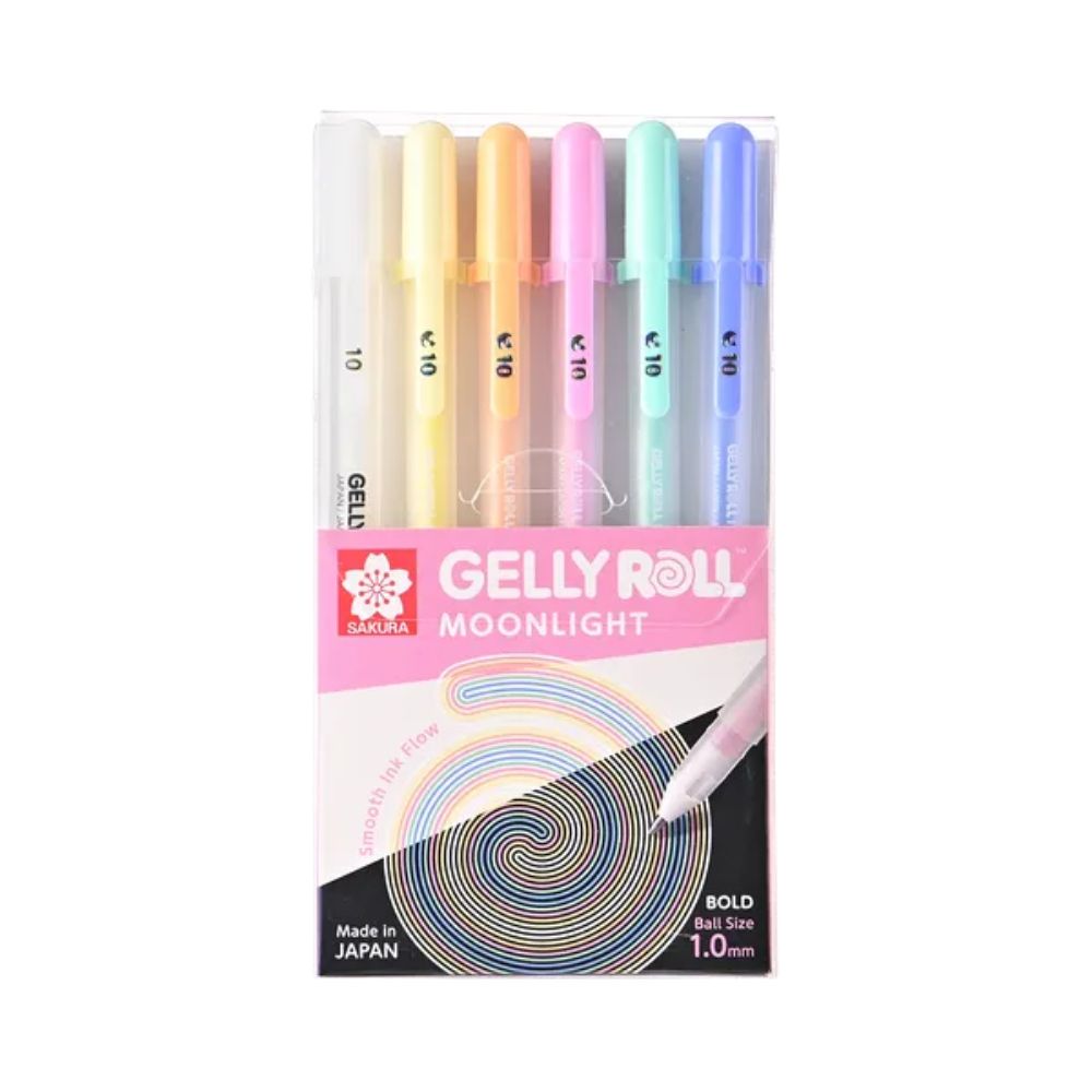 Sakura Gelly Roll Moonlight Pastel Set with 5 pastel gel pens and one white gel pen - Paper Kooka Australia