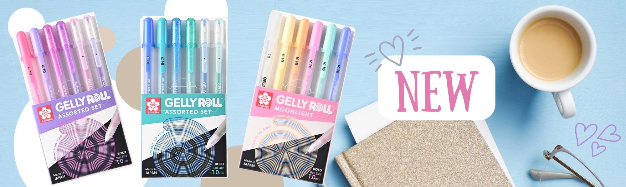 Sakura Gelly Roll new gel pens sets desktop banner - Paper Kooka Stationery Australia