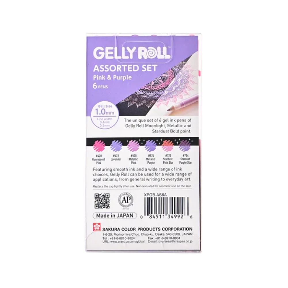 Sakura Gelly Roll Pink & Purple Set of gel pens from moonlight, metallic and stardust collections - Paper Kooka Australia