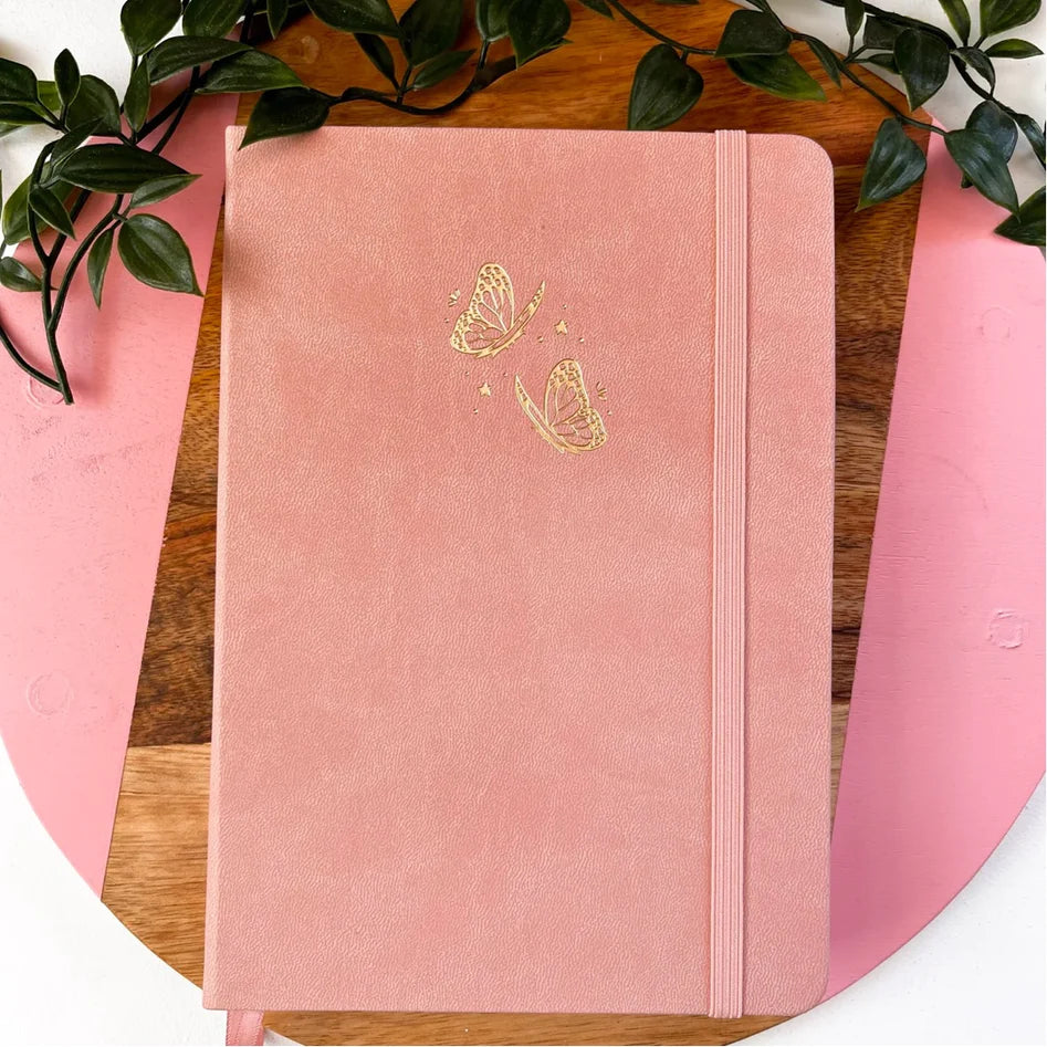 Sophie Grace Creates A5 Butterfly Pink Dotted Notebook - Paper Kooka Australia