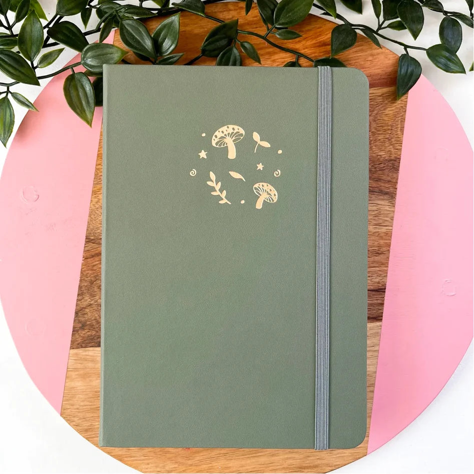 Sophie Grace Creates A5 Magical Mushroom Forest Green Dotted Notebook - Paper Kooka Australia