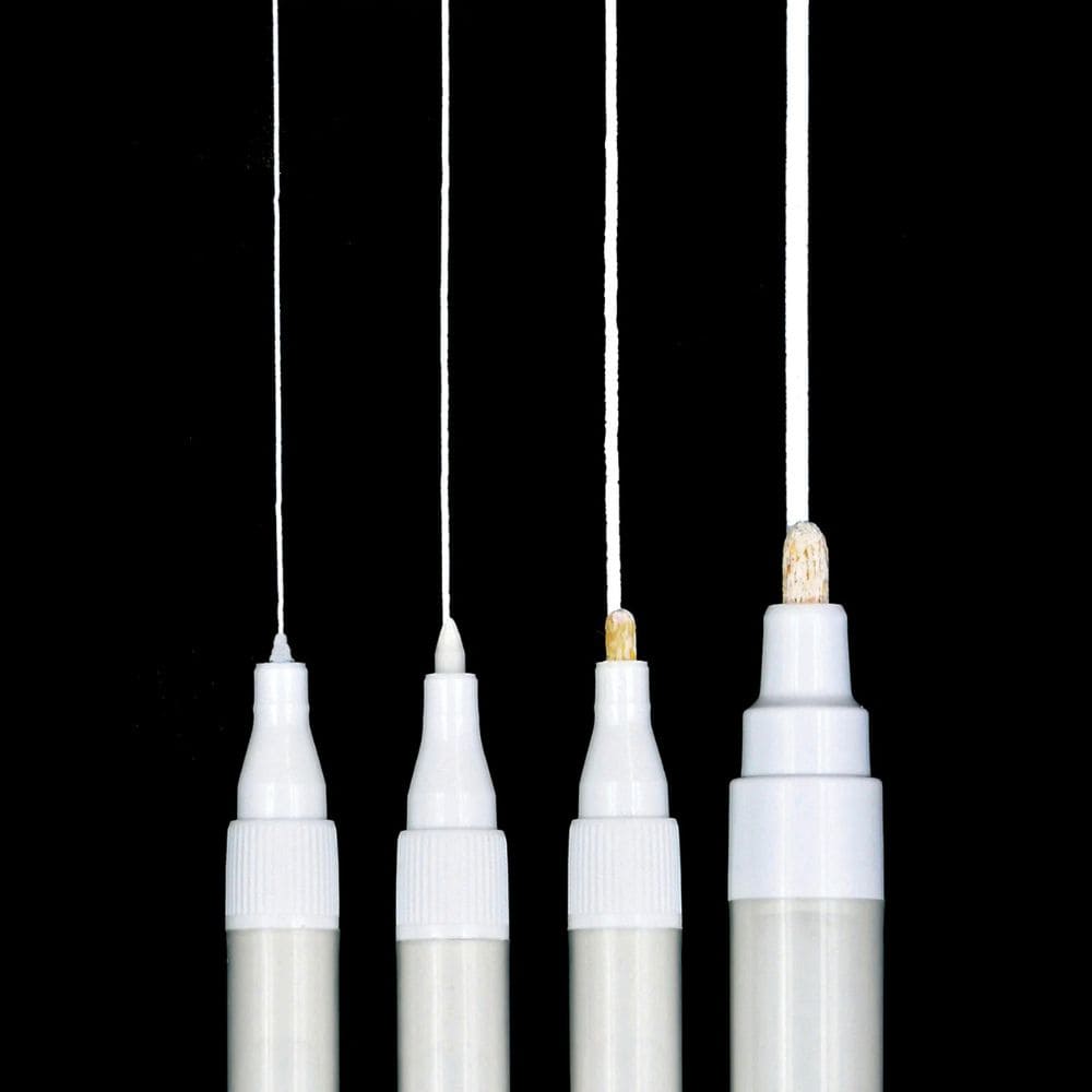 White Acrylic Paint Markers 4 thicknesses swatches - Paper Kooka Stationery Store Australia