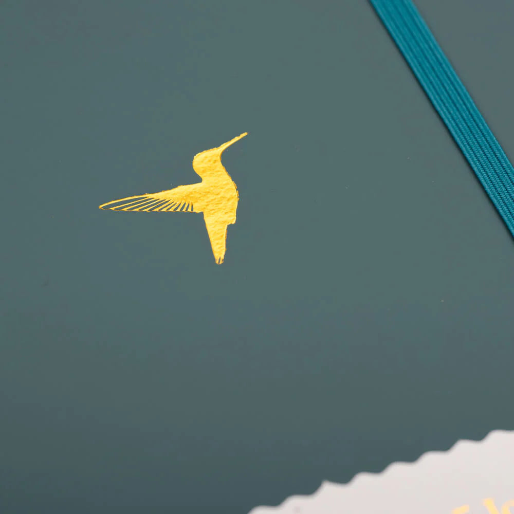 Yop & Tom Hummingbird - Deep Ocean A5 Dotted Notebook cover closeup - Paper Kooka Australia
