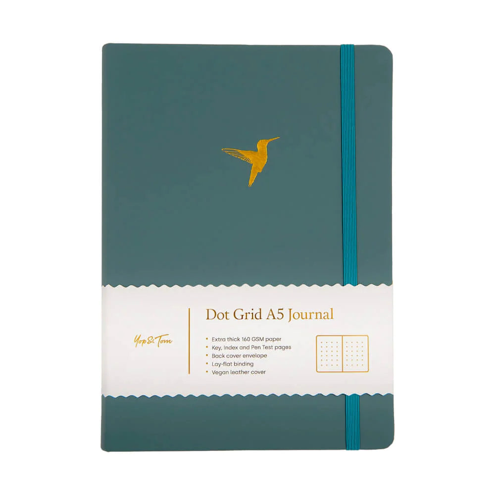 Yop & Tom Hummingbird - Deep Ocean A5 Dotted Notebook cover - Paper Kooka Australia