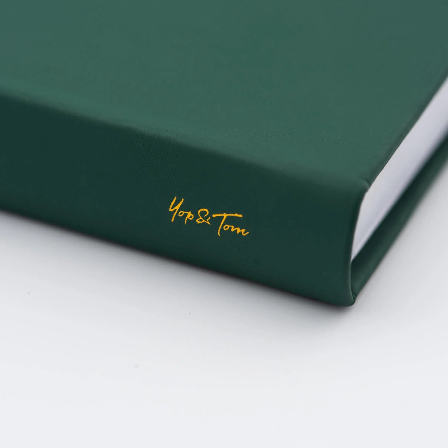 Yop & Tom Moon and Stars - Forest Green A5 Dotted Notebook spine closeup - Paper Kooka Australia