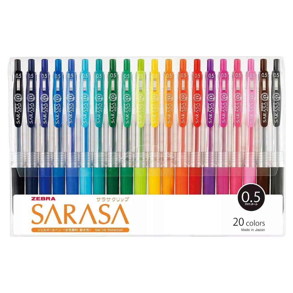 ZEBRA Sarasa Push Clip Gel Pens set of 20 - Paper Kooka Stationery Shop Australia