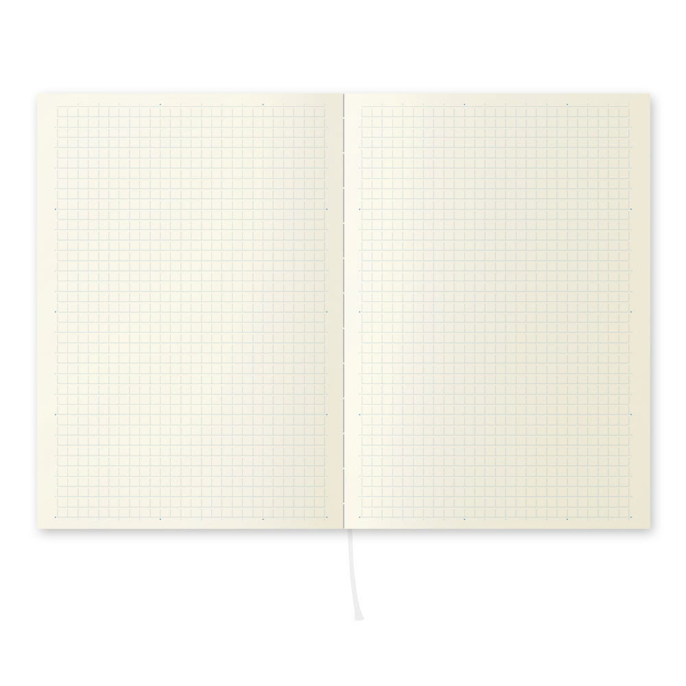 Midori MD A5 Grid Notebook open flat - Paper Kooka