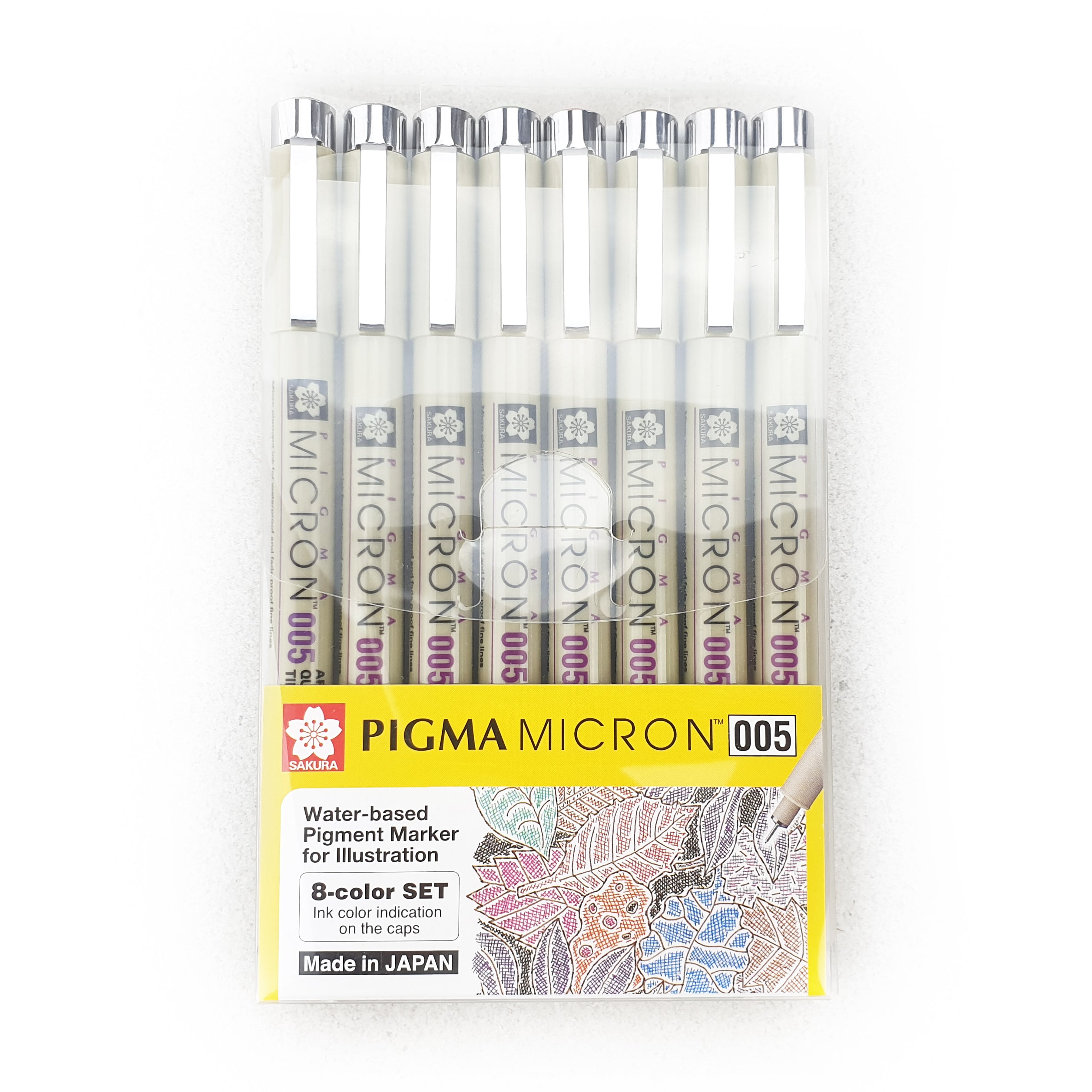 Pigma Micron - 8 Colour Set - size 005 (0.20mm) - Paper Kooka