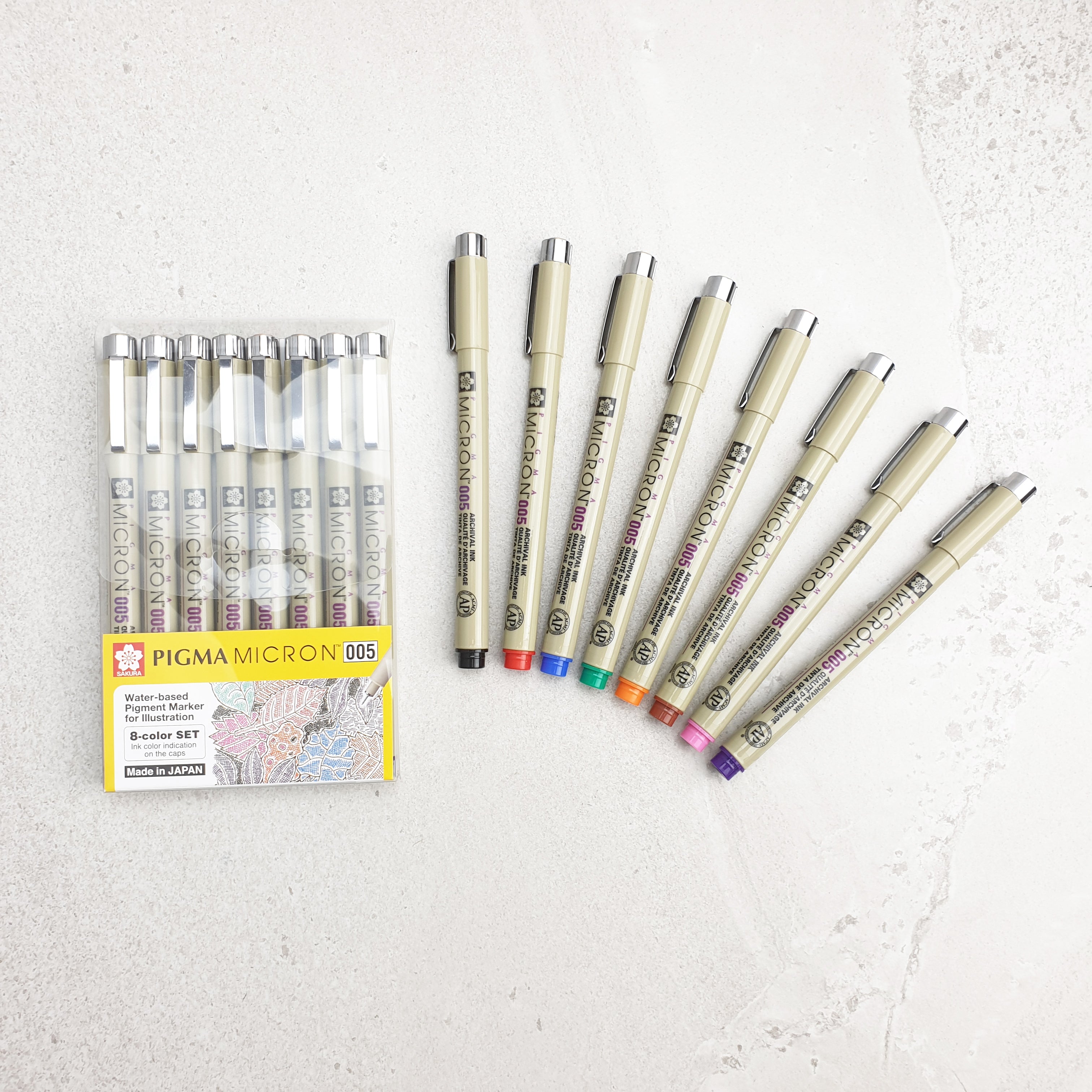 Pigma Micron Pen Set size 005 - 8 Colours | Paper Kooka Australia