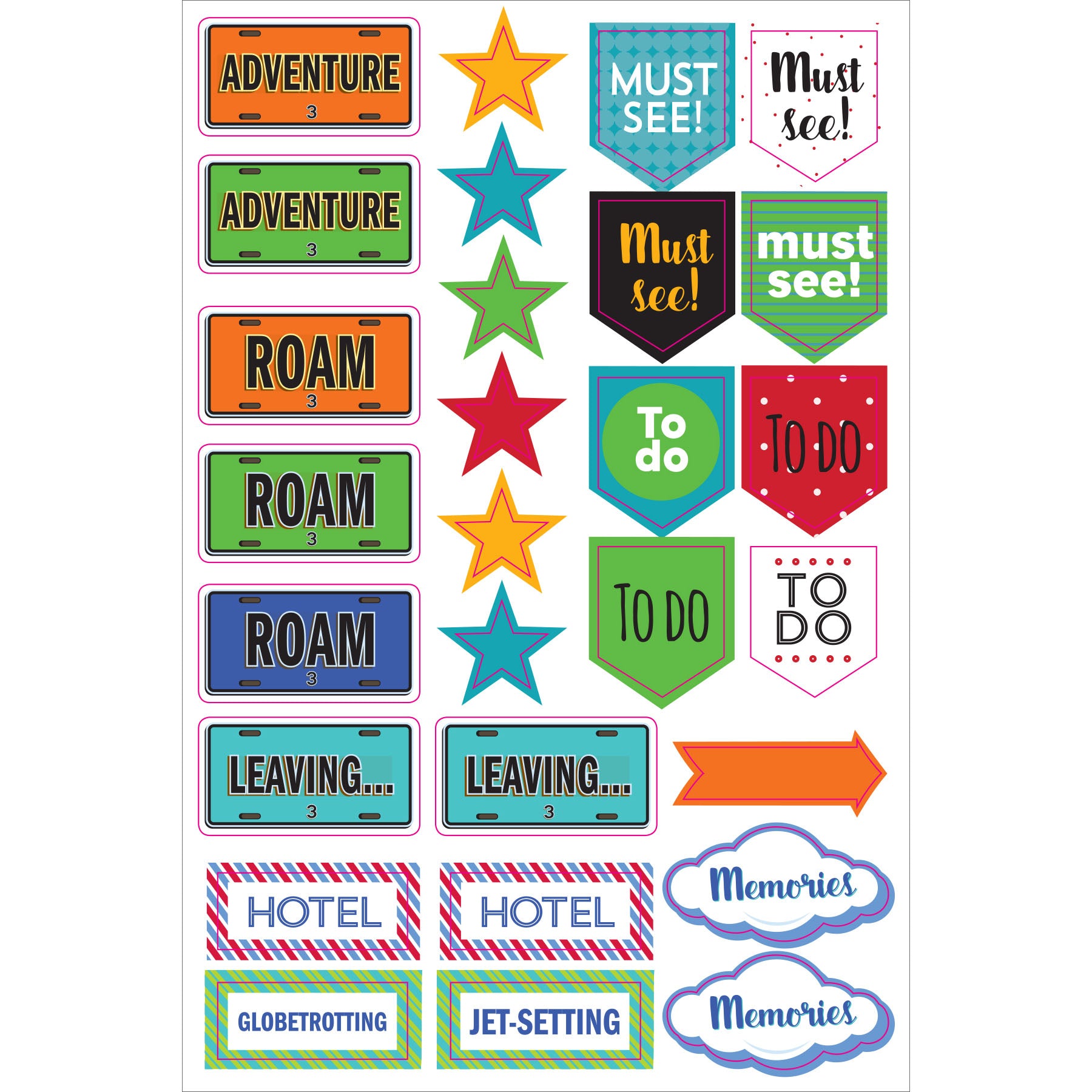Travel Planner Stickers - 12 sheets - Paper Kooka