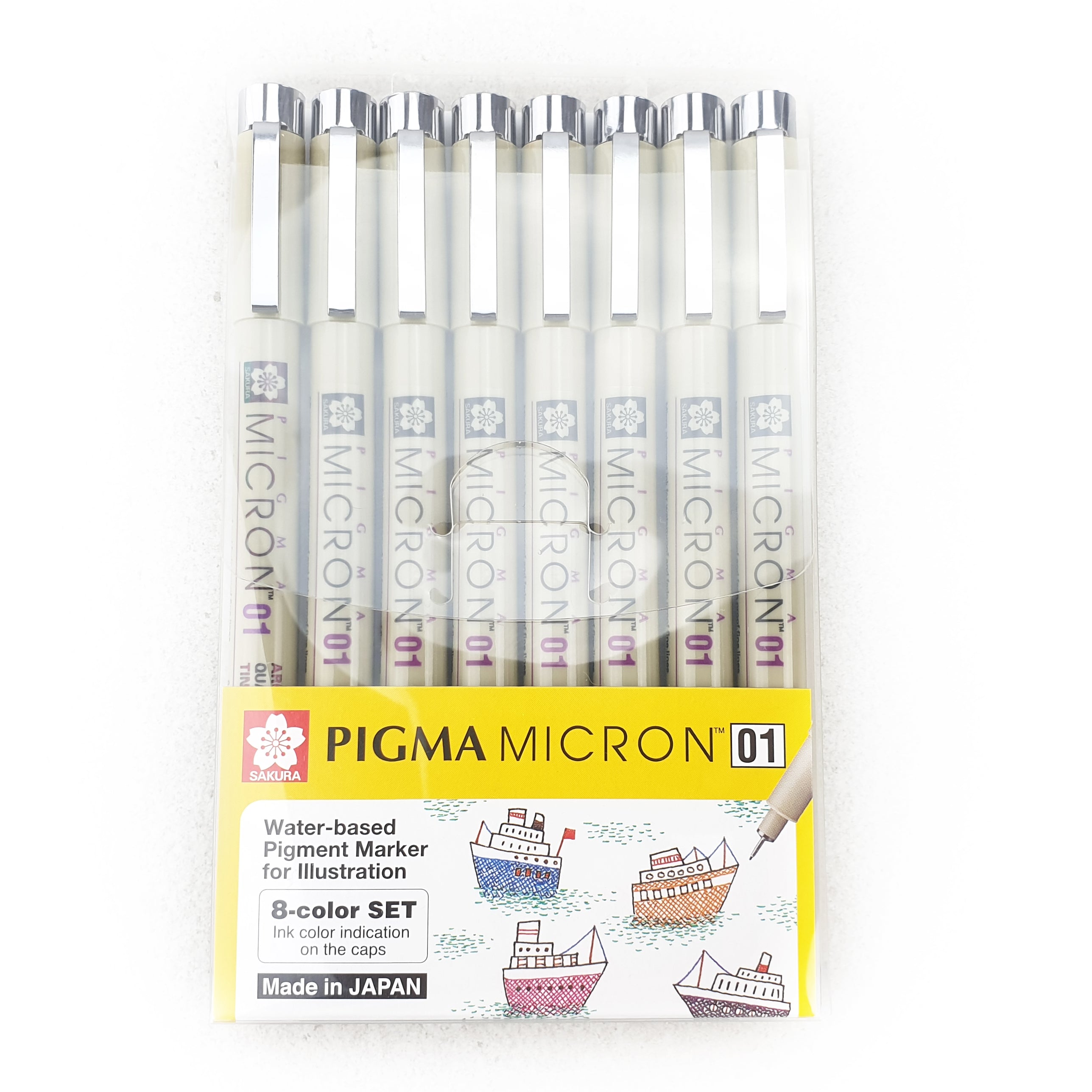 Pigma Micron - 8 Colour Set - size 01 (0.25mm) - Paper Kooka