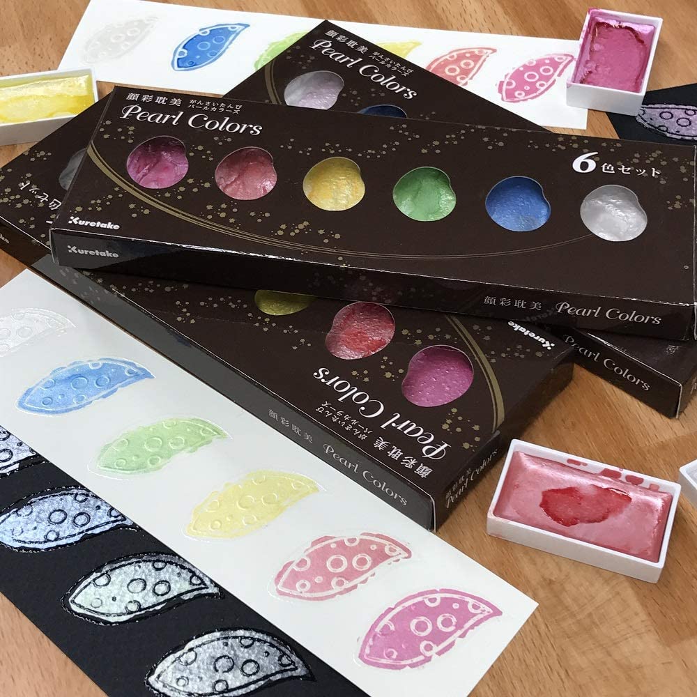 Gansai Tambi Watercolor Palette - Pearl Colours Set of 6 - Paper Kooka