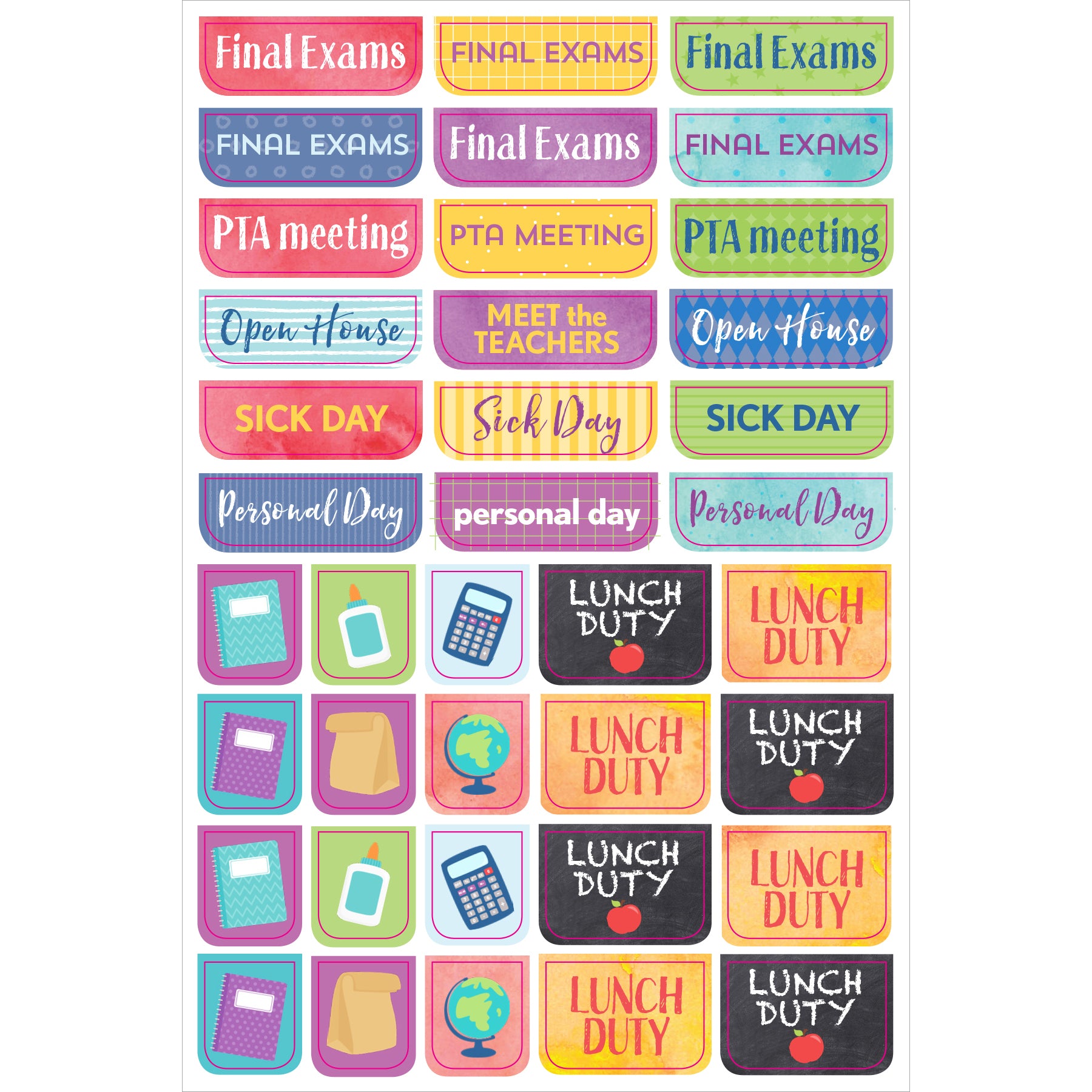 Teacher Planner Stickers - 12 sheets - Paper Kooka