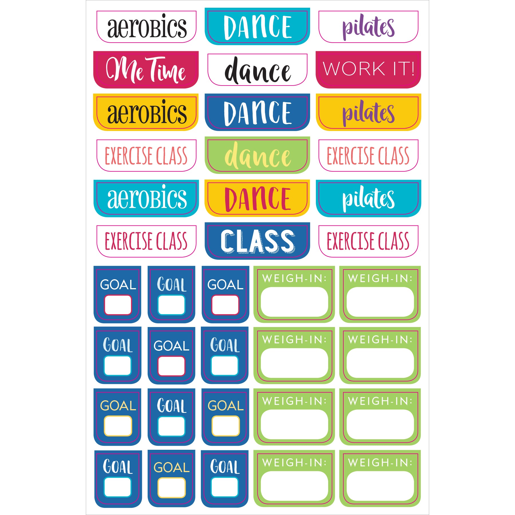 Health and Fitness Planner Stickers - 12 sheets - Paper Kooka