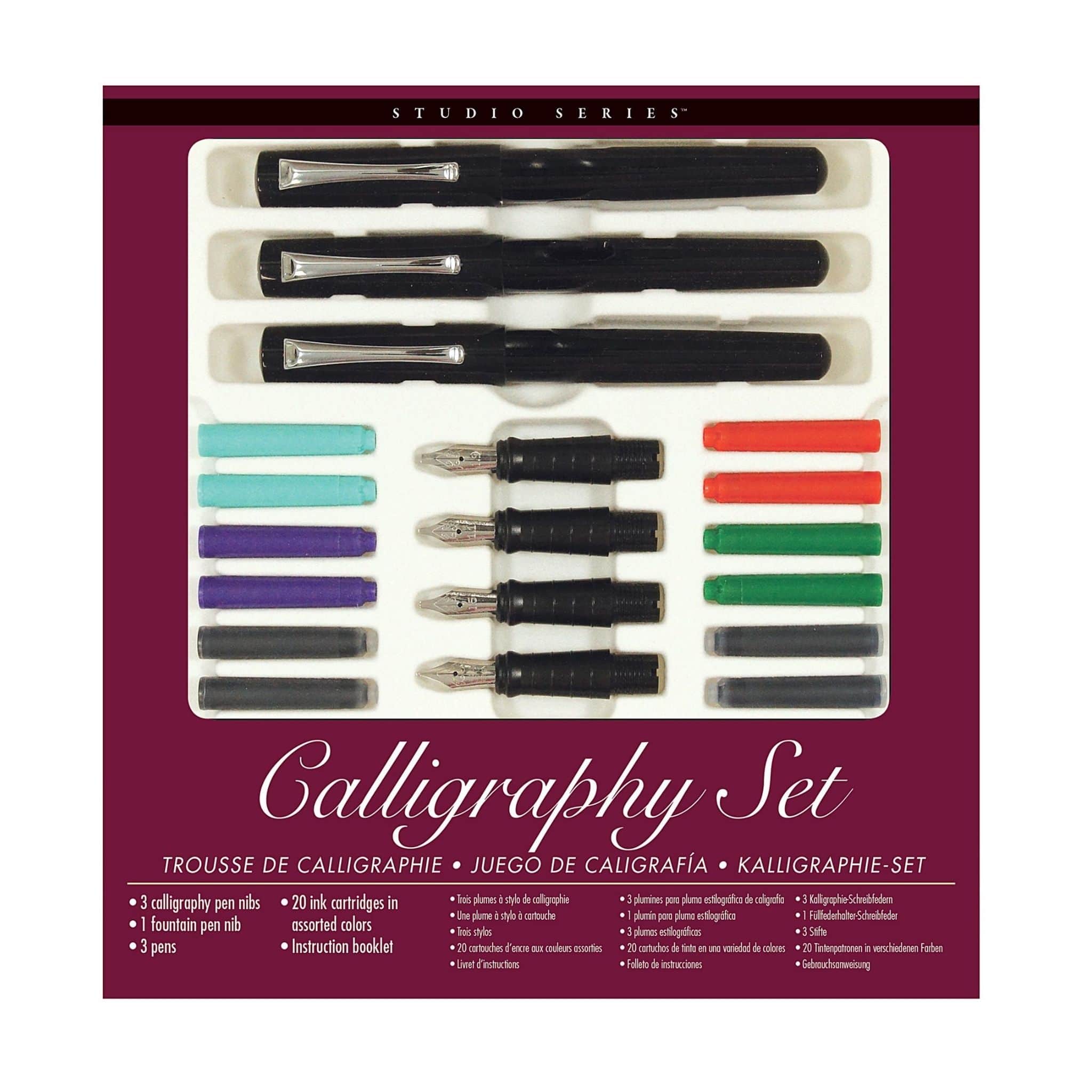 Calligraphy Pen Set with Calligraphy Pen Nibs Fountain Pen Nib three pens and 20 ink cartridges - Paper Kooka