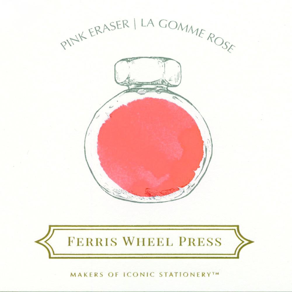 Ferris Wheel Press 38ml Pink Eraser fountain pen ink sample - Paper Kooka