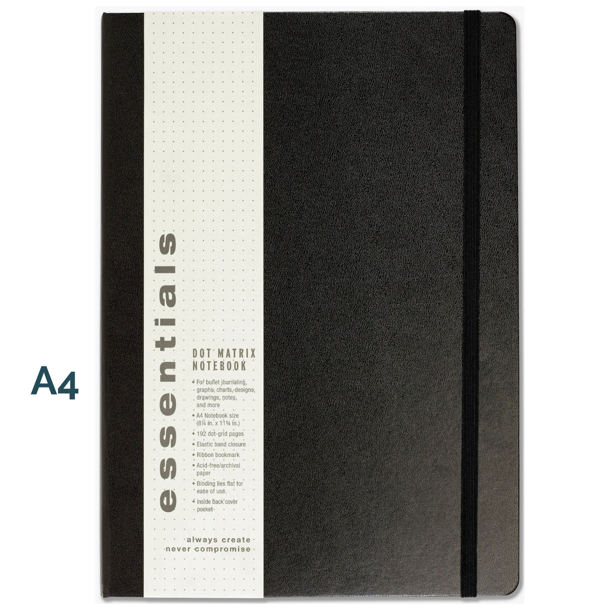 Peter Pauper Press Essentials a4 dotted notebook with black cover - Paper Kooka