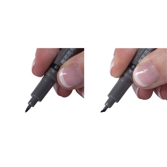 Fudenosuke Brush Pen - Twin Tip - Black/Grey - Paper Kooka