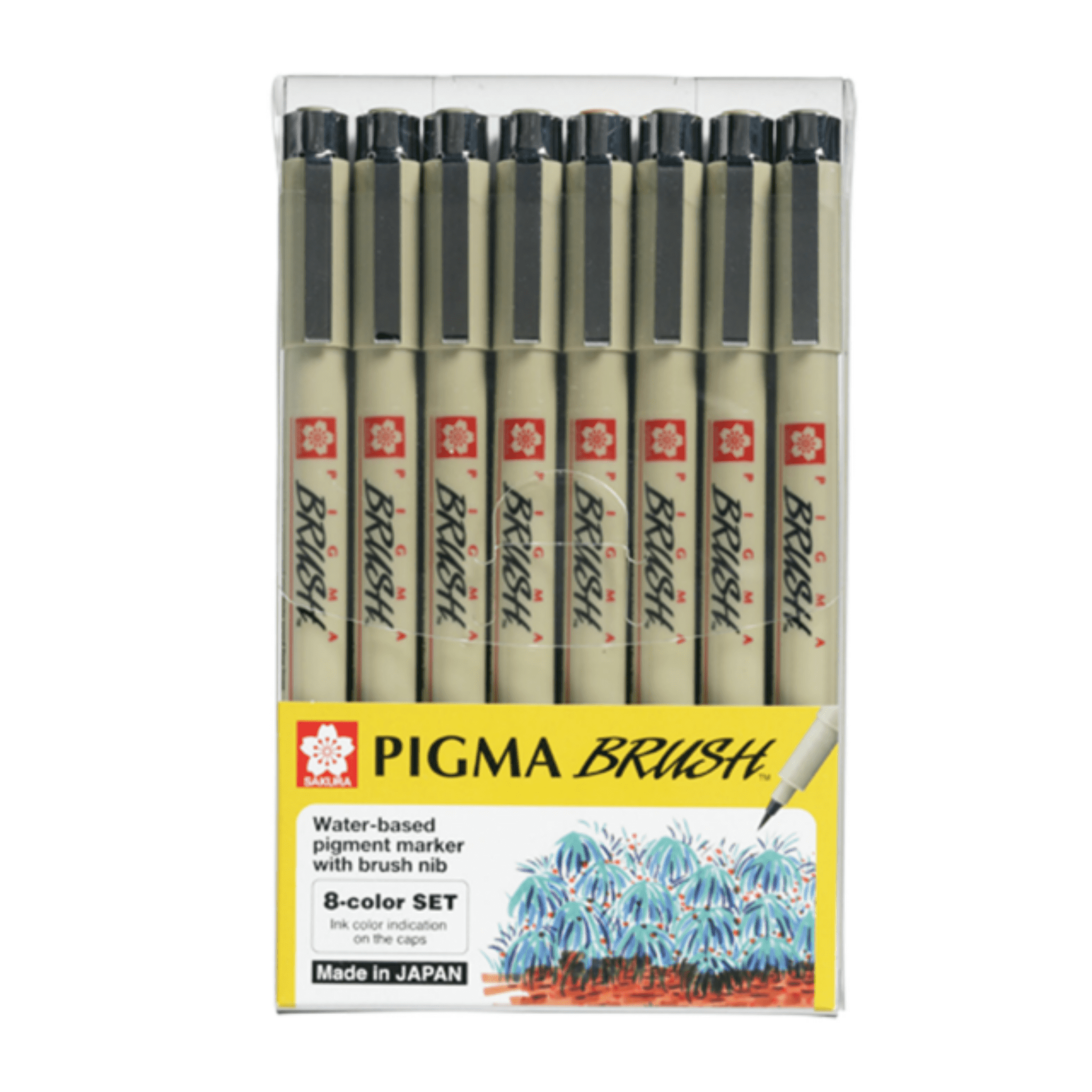Sakura Pigma Micron Brush Pen Set with 8 colours package - Paper Kooka Australia