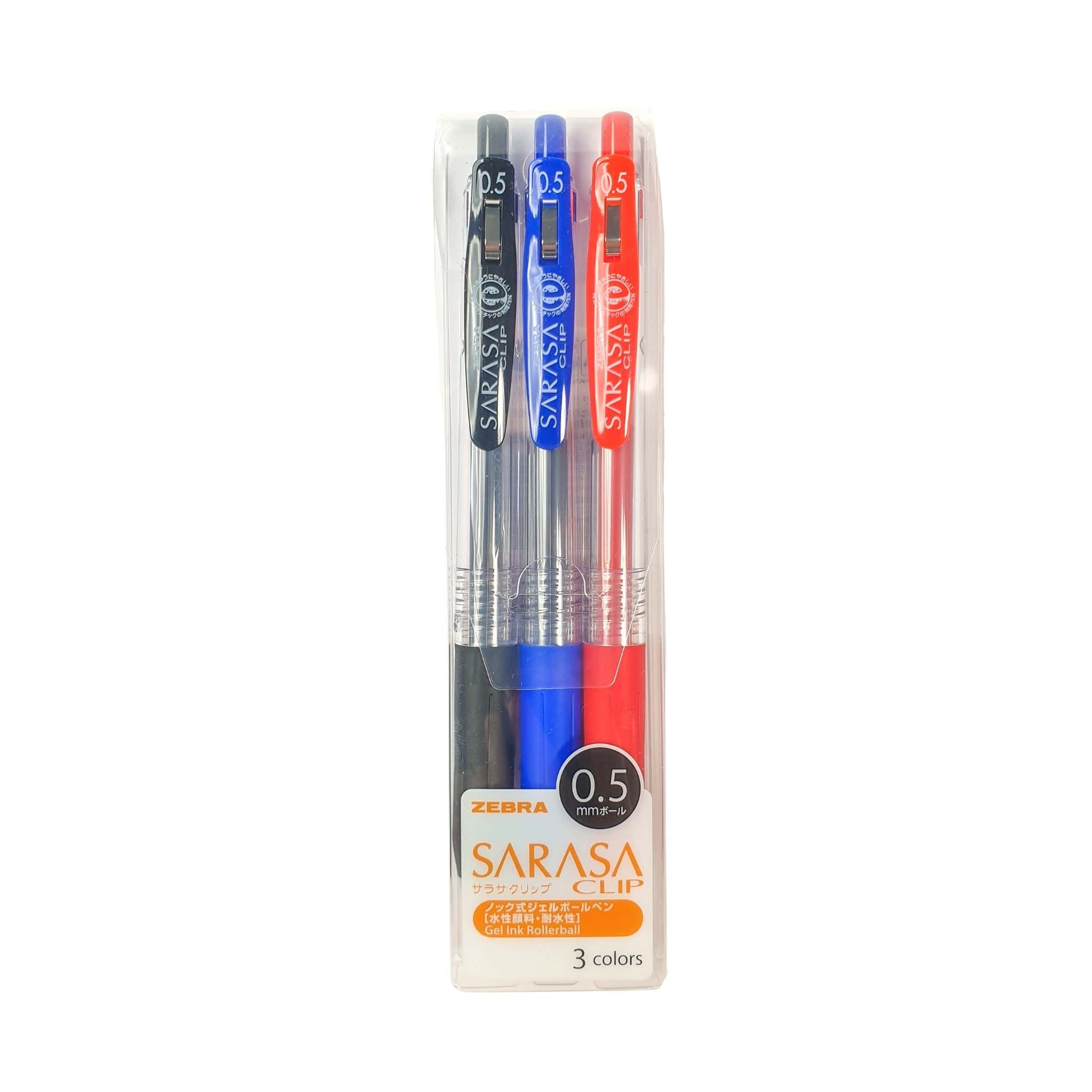 Zebra Sarasa Clip Basic Set of 3 gel pens - Paper Kooka