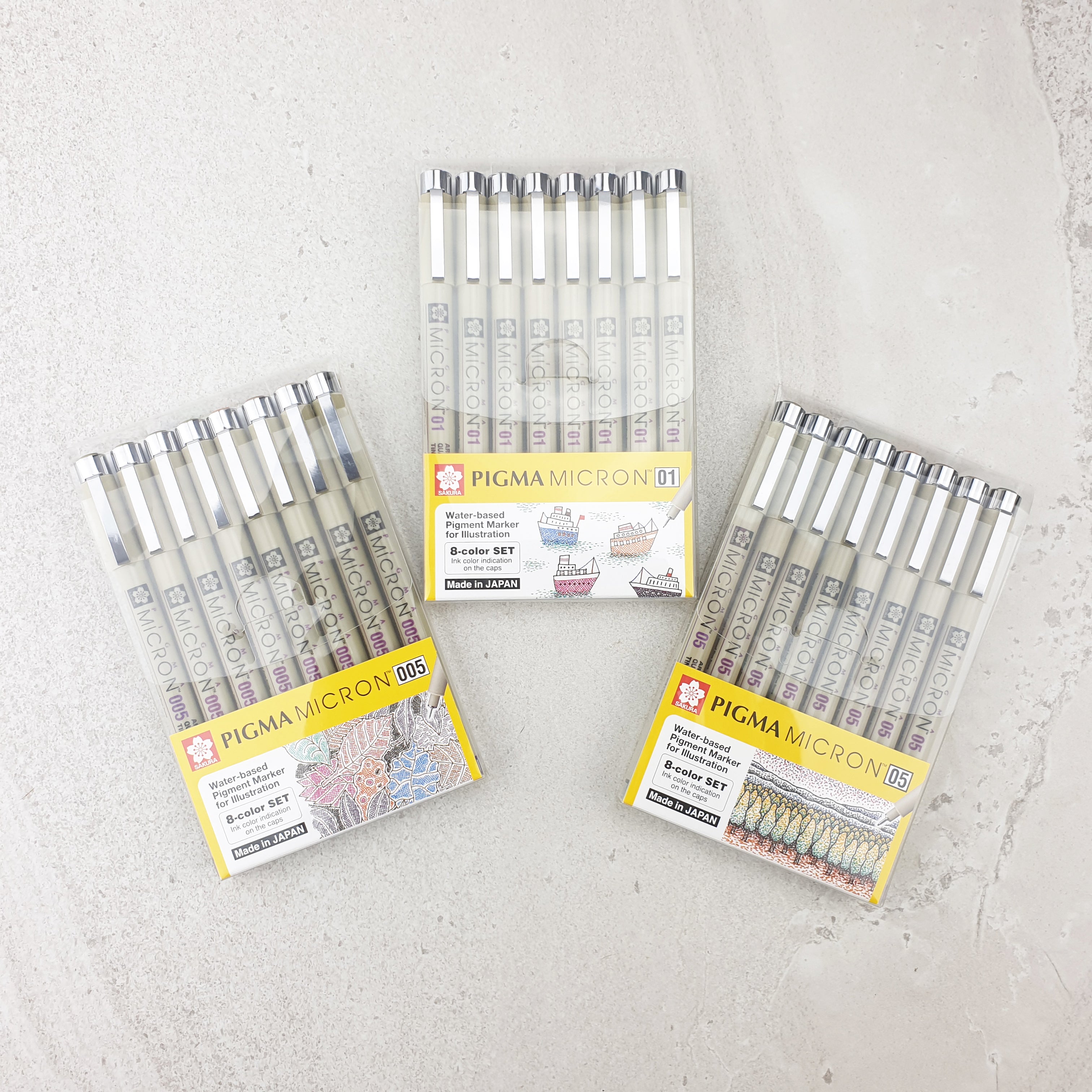 Pigma Micron - 8 Colour Set - size 005 (0.20mm) - Paper Kooka