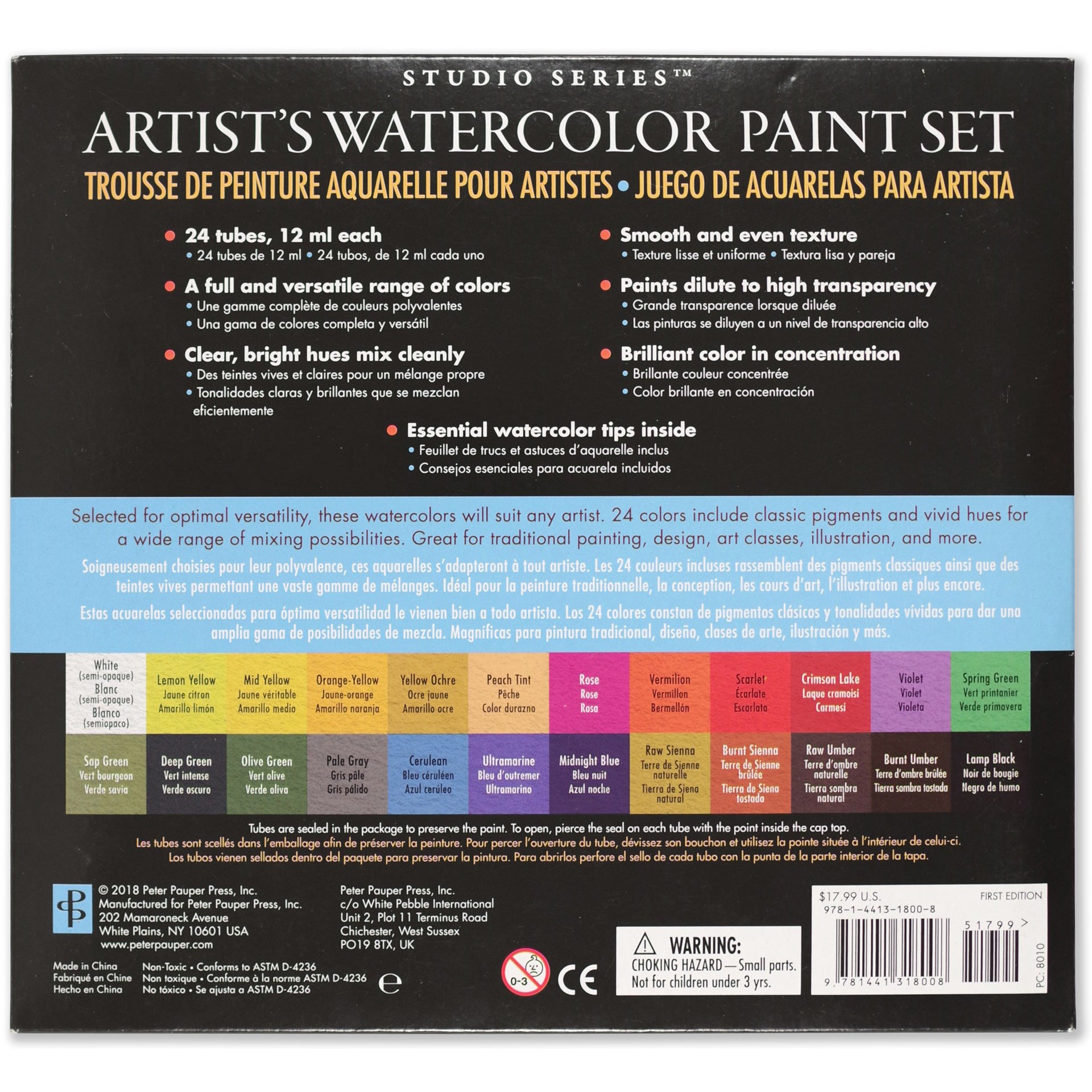 Artist's Watercolour 12ml - Set of 24 Colours - Paper Kooka