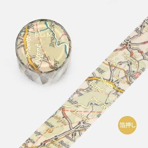 BGM Antique Map wide washi tape - Paper Kooka Australia