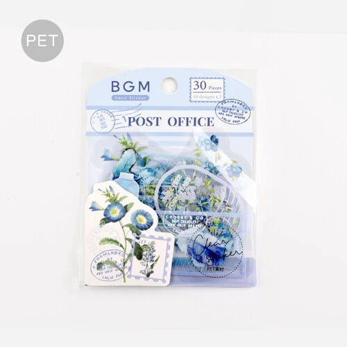 BGM Blue Flowers Office PET Clear Stickers - Paper Kooka Australia