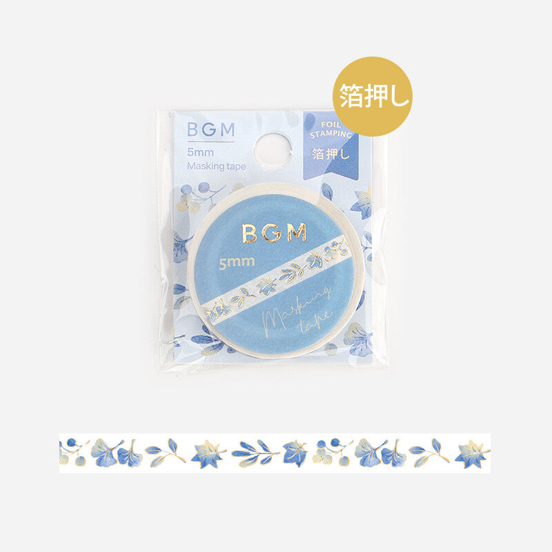 BGM Blue Leaf thin washi tape - Paper Kooka Australia