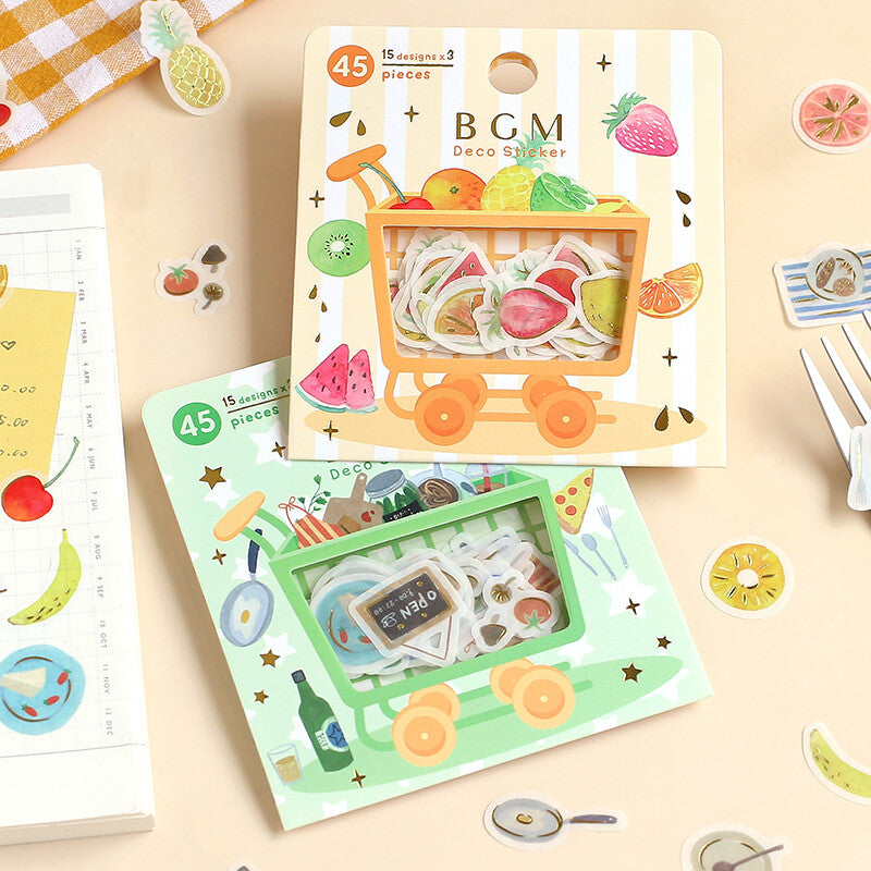 BGM Cafe Kitchen flake stickers from washi paper - Paper Kooka