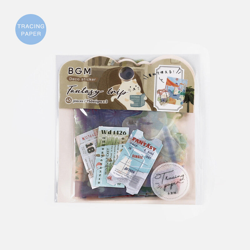 BGM Cat Land Fantasy Trip Semi-transparent Deco Stickers - Paper Kooka Australia