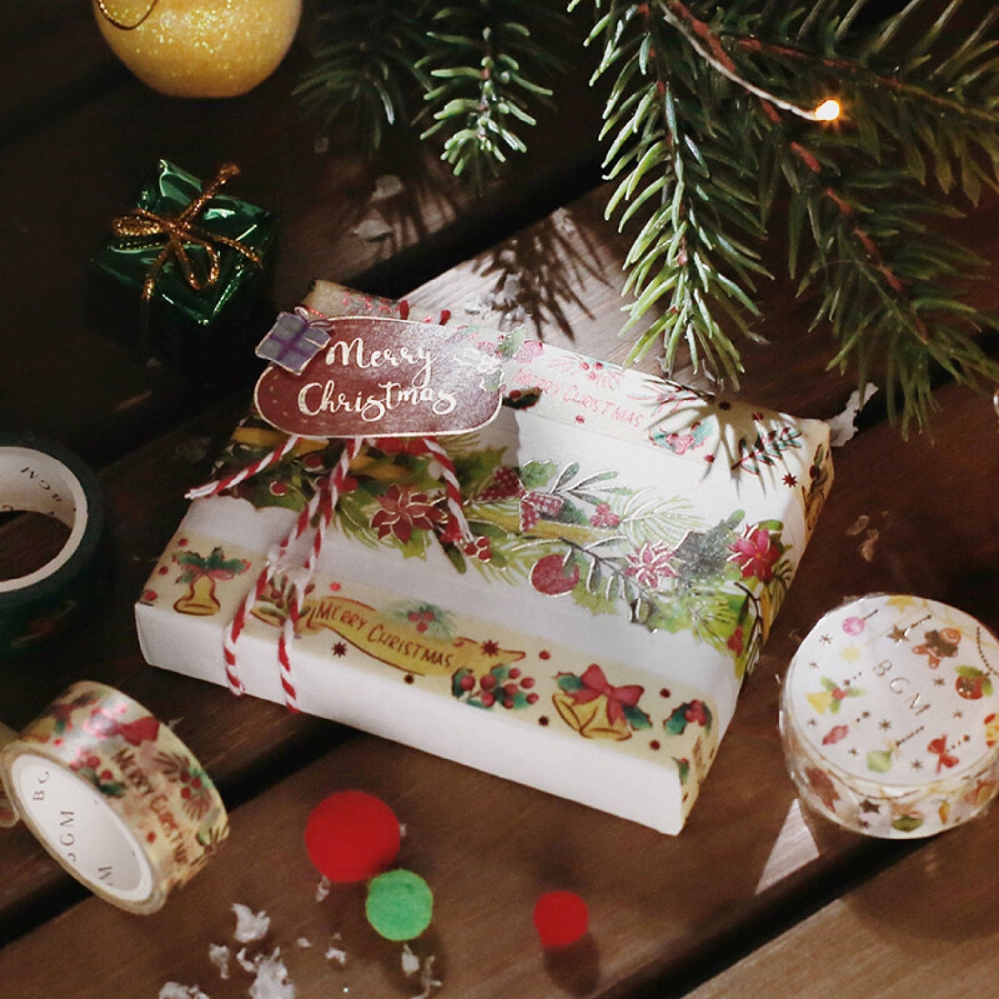 BGM Christmas Bell washi tape gift wrap - Paper Kooka