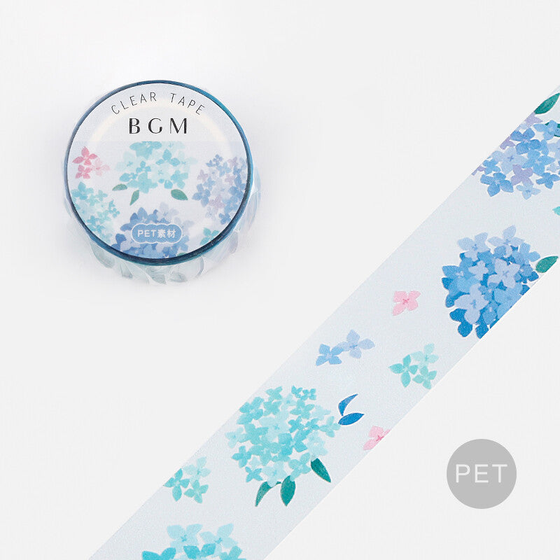 Blue Flowers Clear PET Tape