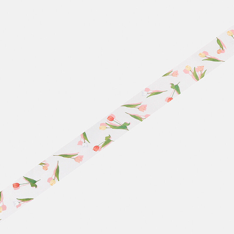 BGM clear pet tape with little pink tulips - Paper Kooka