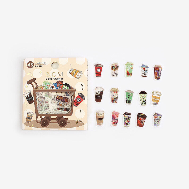 BGM Coffee Flake Stickers with 15 designs - Paper Kooka