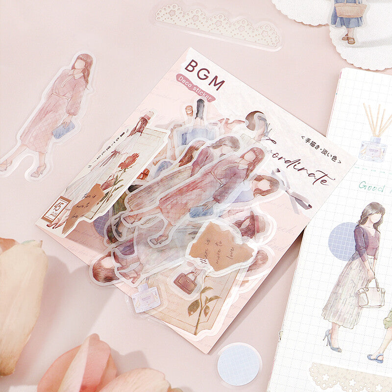 BGM Colour Coordinate - Pale Colours Tracing Paper Stickers closeup - Paper Kooka Australia