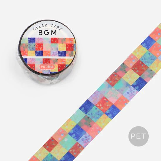 BGM Colourful Squares Clear PET Tape - Paper Kooka Australia