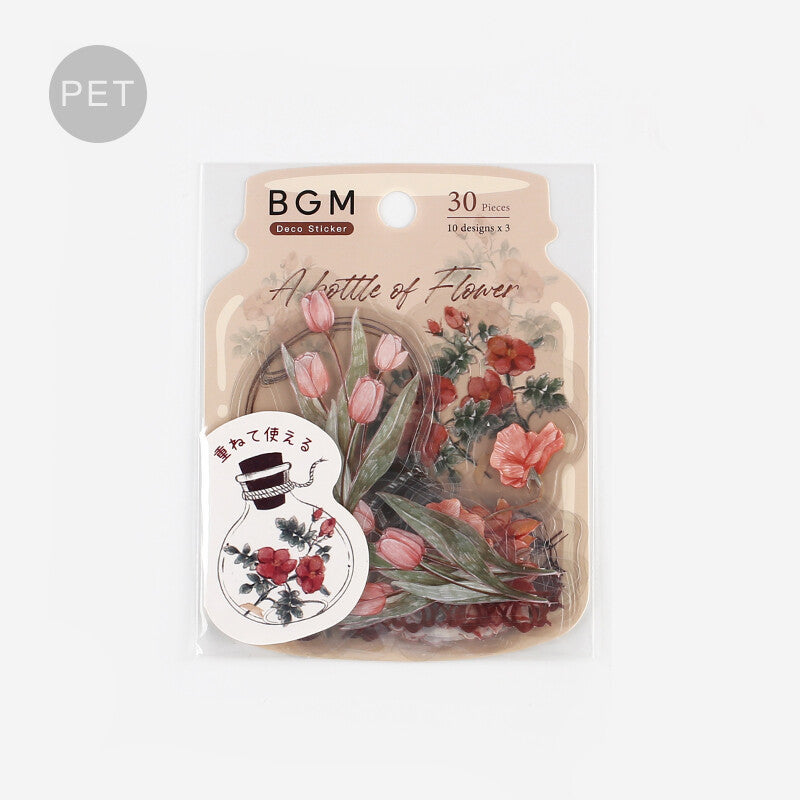 BGM Crimson Flower Bloom PET Transparent Stickers - Paper Kooka Australia