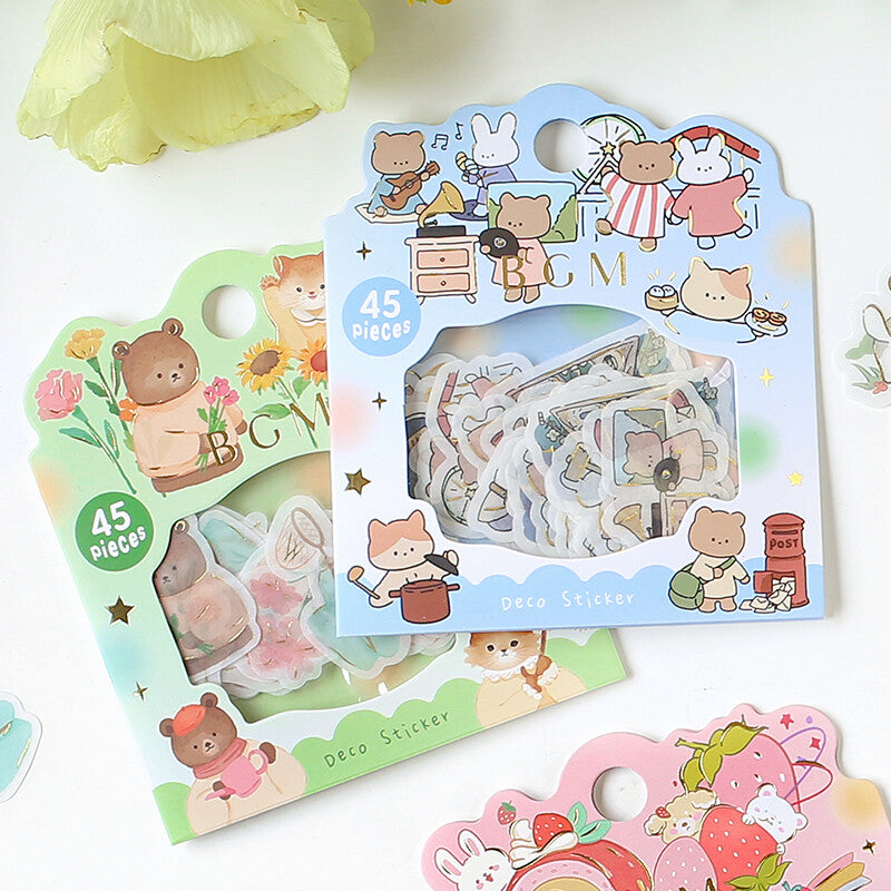 BGM Cute Animal Life Deco Stickers - Paper Kooka