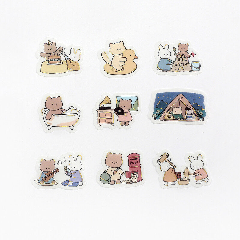 BGM Cute Animal Life Flake Stickers kawaii characters - Paper Kooka