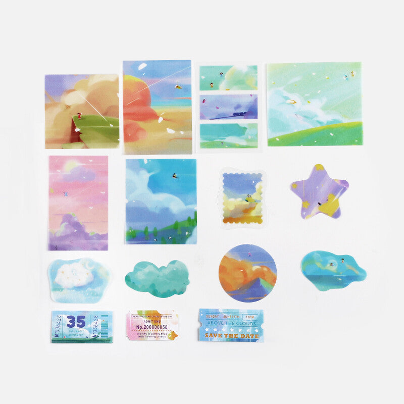 BGM Dream Sky Fantasy Trip Deco Stickers 15 designs with pastel clouds - Paper Kooka Australia