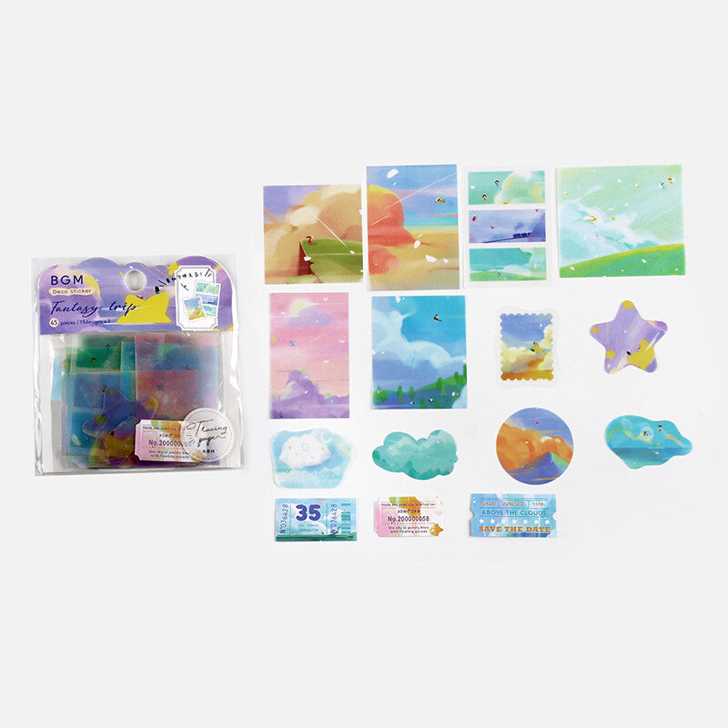 BGM Dream Sky Fantasy Trip Tracing Paper Deco Stickers - Paper Kooka Australia