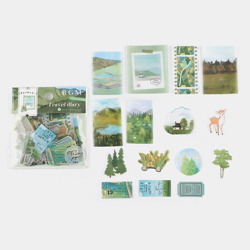 BGM Forest Travel Diary Flake Stickers 15 designs - Paper Kooka Australia