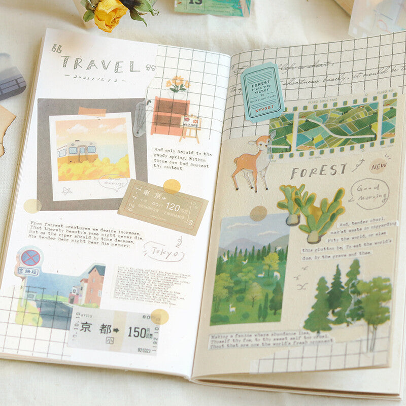 BGM Forest Travel Diary Flake Stickers for journaling and scrapbooking - Paper Kooka Stationery