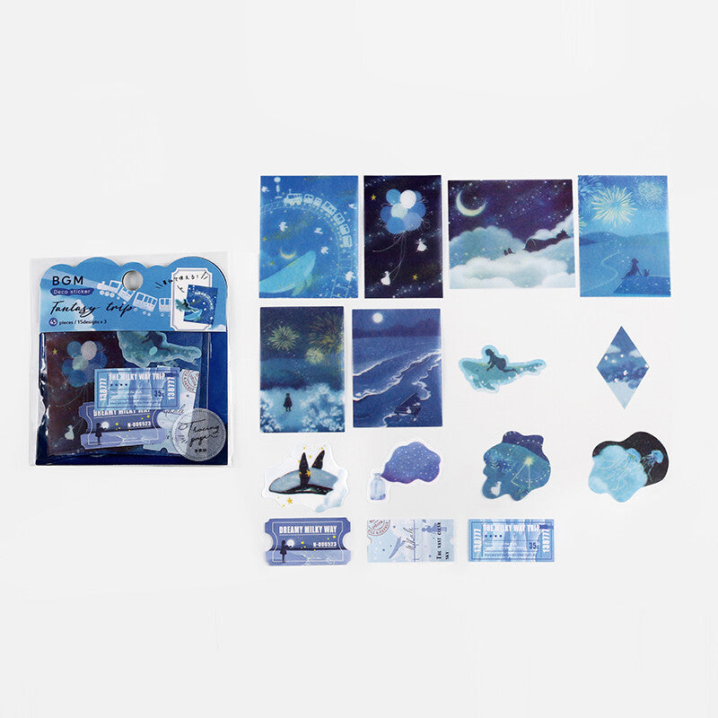 BGM Galaxy Fantasy Trip Deco Stickers on tracing paper - Paper Kooka Australia