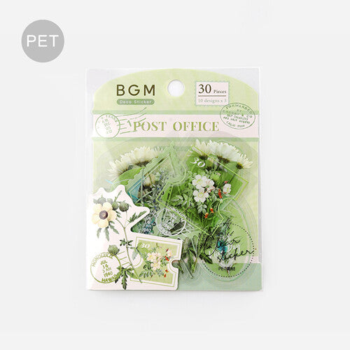 BGM Green Flowers Office PET Clear Stickers - Paper Kooka Australia