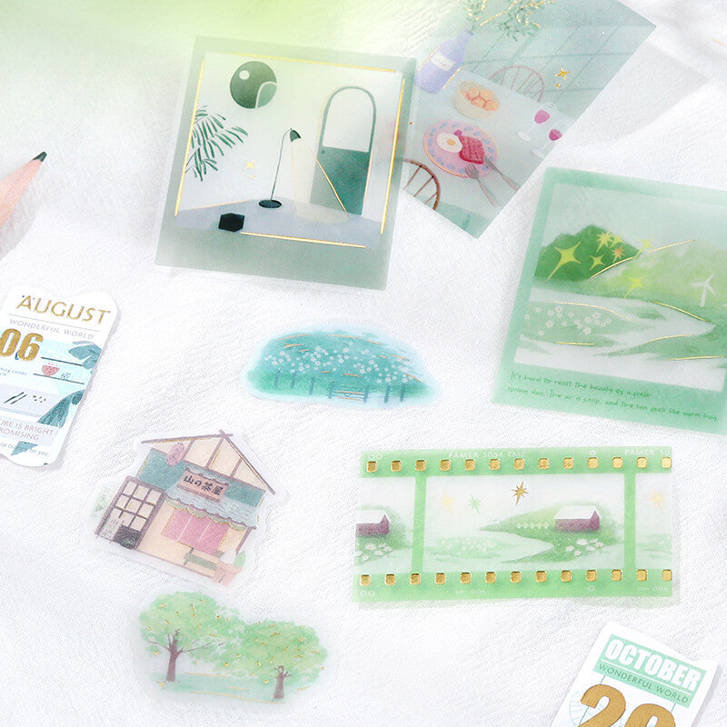 BGM Green Leisure Time Tracing Paper Deco Stickers journaling - Paper Kooka Australia