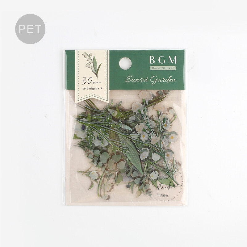 BGM Green Sunset Garden PET Clear Stickers - Paper Kooka