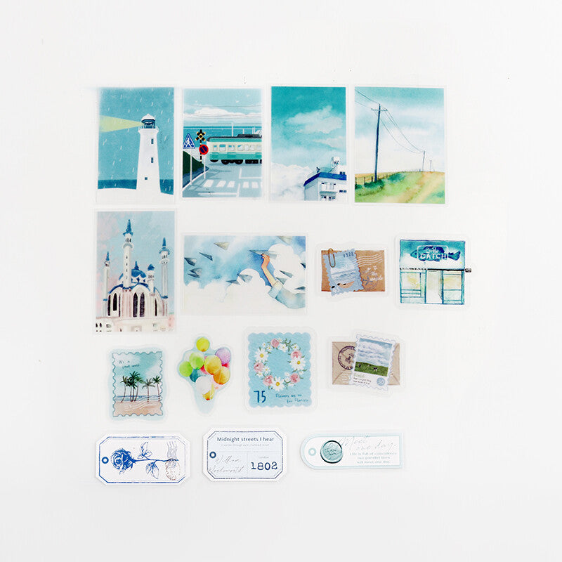 BGM Island Encounter Blue Tracing Paper 45 Stickers - Paper Kooka Australia