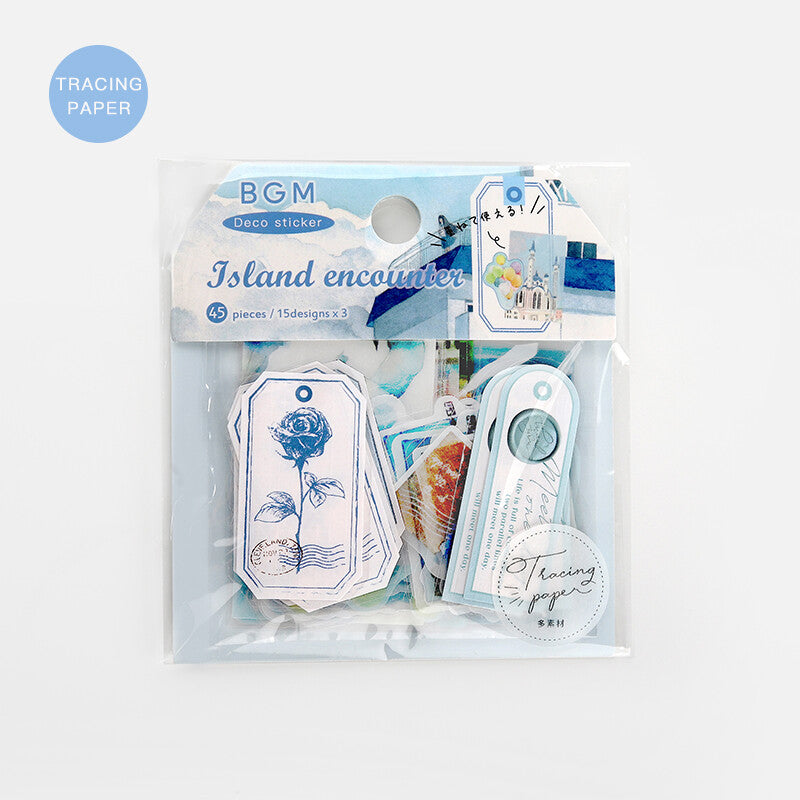 BGM Island Encounter Blue Tracing Paper Stickers - Paper Kooka Australia